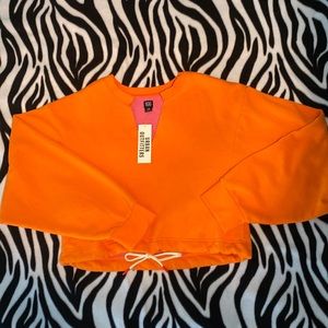 URBAN OUTFITTERS CROPPED ORANGE V-NECK CREWNECK :: SIZE LARGE